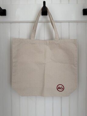 AG Adriano Goldschmied Canvas Tote Bags — Set of 2, Ivory Cotton, Red Logo